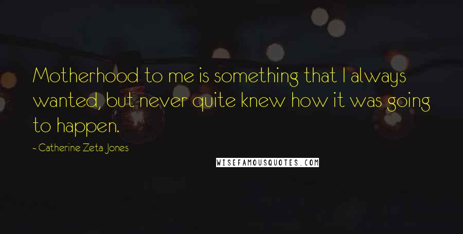 Catherine Zeta-Jones Quotes: Motherhood to me is something that I always wanted, but never quite knew how it was going to happen.