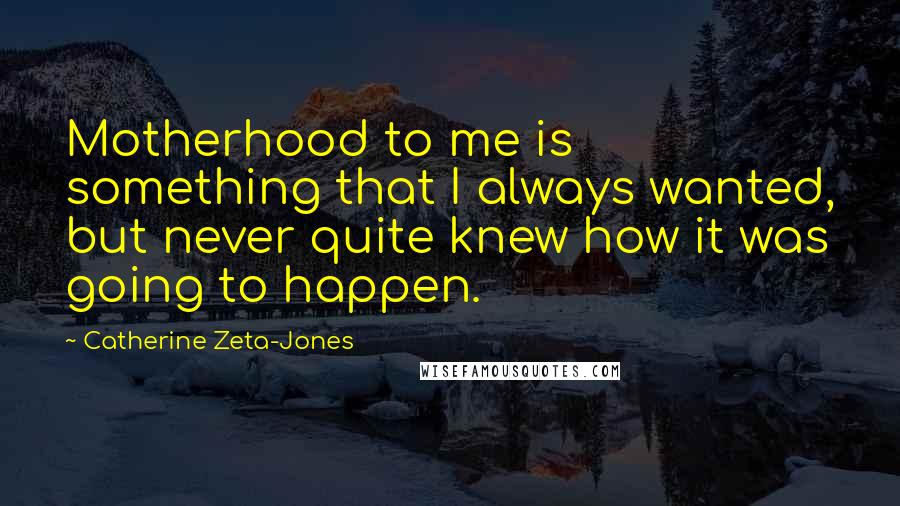 Catherine Zeta-Jones Quotes: Motherhood to me is something that I always wanted, but never quite knew how it was going to happen.