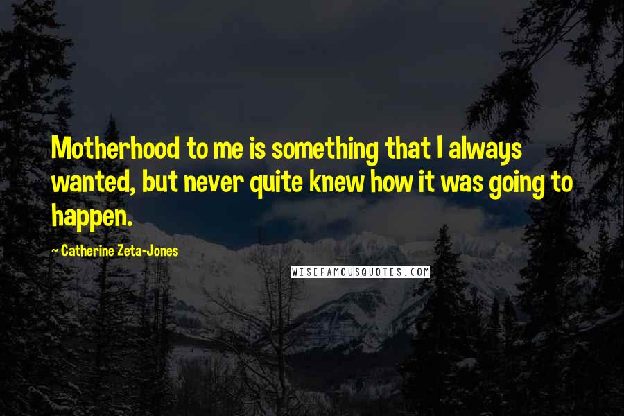 Catherine Zeta-Jones Quotes: Motherhood to me is something that I always wanted, but never quite knew how it was going to happen.