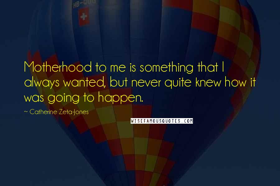 Catherine Zeta-Jones Quotes: Motherhood to me is something that I always wanted, but never quite knew how it was going to happen.