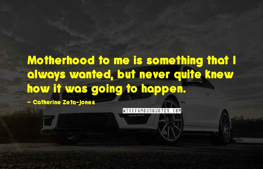 Catherine Zeta-Jones Quotes: Motherhood to me is something that I always wanted, but never quite knew how it was going to happen.