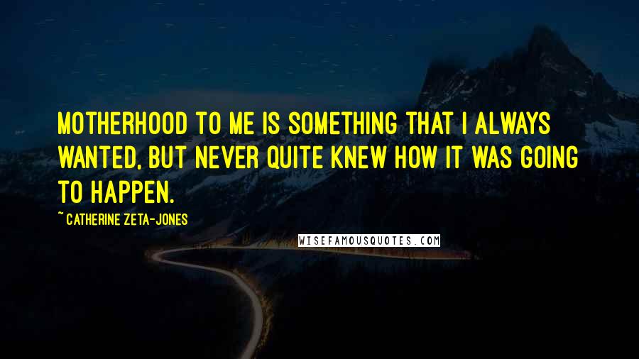 Catherine Zeta-Jones Quotes: Motherhood to me is something that I always wanted, but never quite knew how it was going to happen.