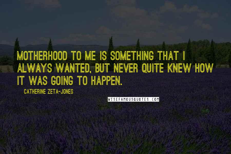 Catherine Zeta-Jones Quotes: Motherhood to me is something that I always wanted, but never quite knew how it was going to happen.