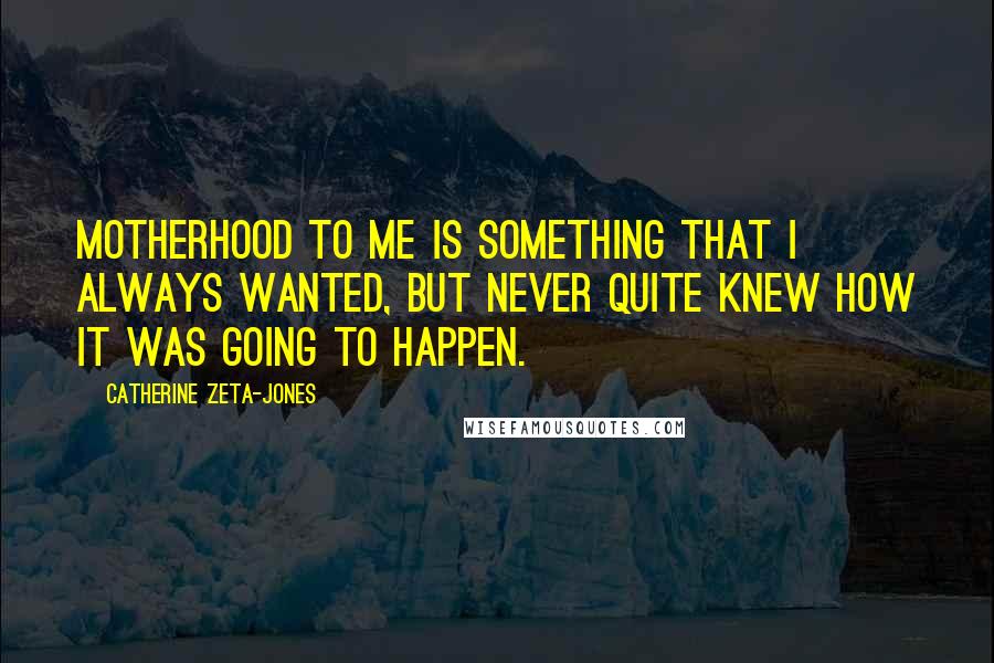 Catherine Zeta-Jones Quotes: Motherhood to me is something that I always wanted, but never quite knew how it was going to happen.