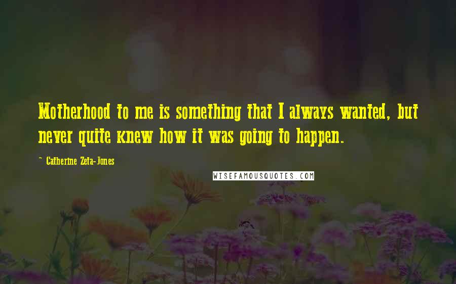 Catherine Zeta-Jones Quotes: Motherhood to me is something that I always wanted, but never quite knew how it was going to happen.