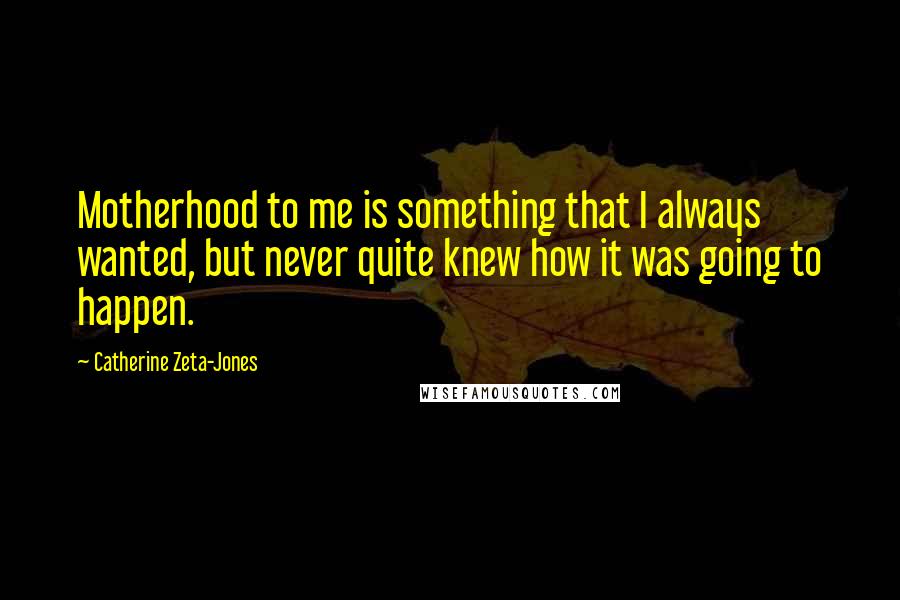 Catherine Zeta-Jones Quotes: Motherhood to me is something that I always wanted, but never quite knew how it was going to happen.