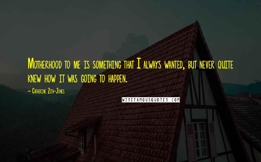 Catherine Zeta-Jones Quotes: Motherhood to me is something that I always wanted, but never quite knew how it was going to happen.