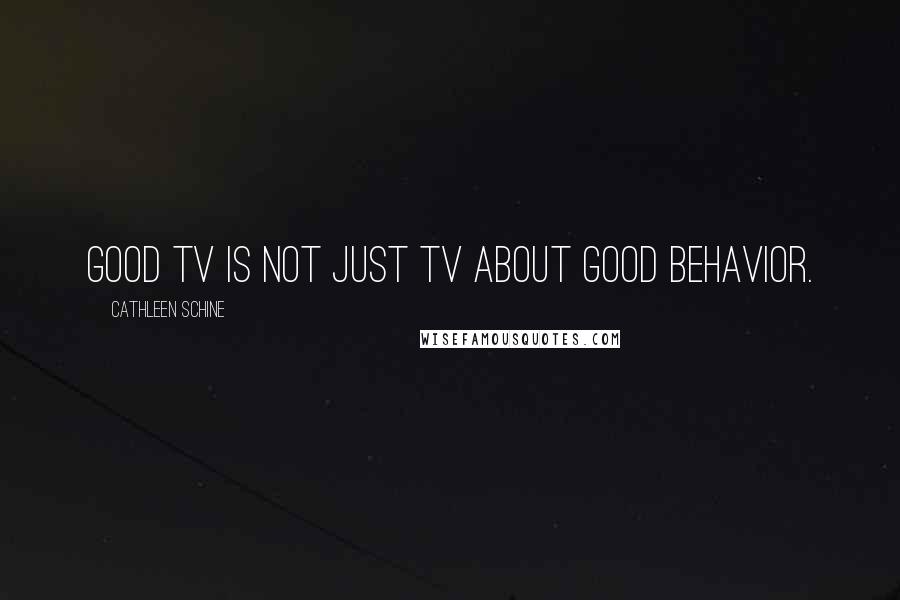 Cathleen Schine Quotes: Good TV is not just TV about good behavior.