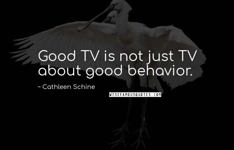 Cathleen Schine Quotes: Good TV is not just TV about good behavior.