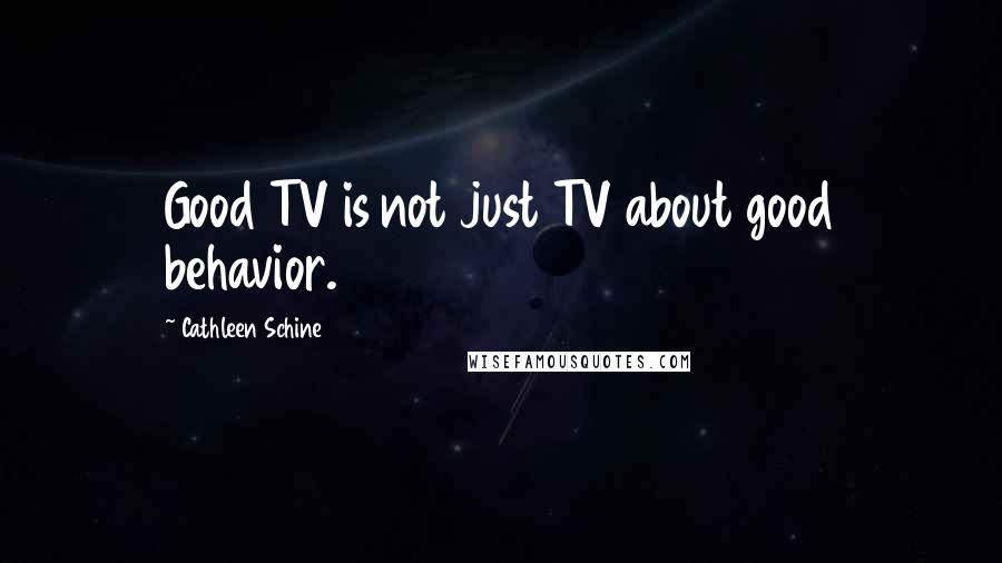 Cathleen Schine Quotes: Good TV is not just TV about good behavior.