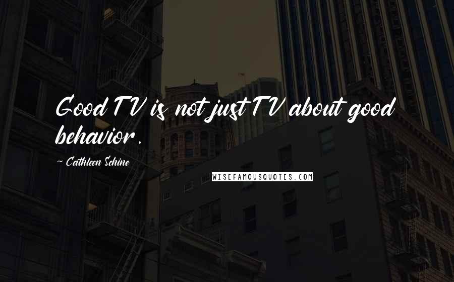 Cathleen Schine Quotes: Good TV is not just TV about good behavior.
