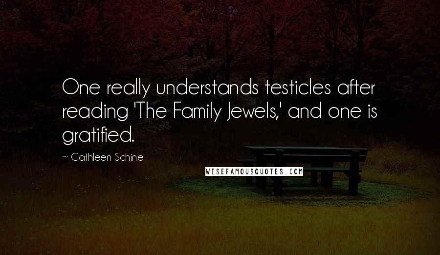 Cathleen Schine Quotes: One really understands testicles after reading 'The Family Jewels,' and one is gratified.