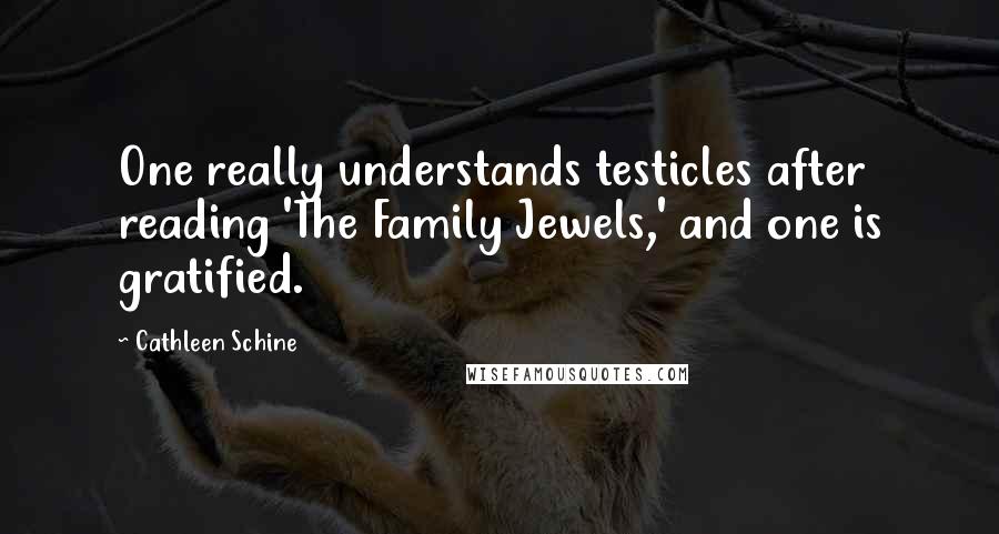 Cathleen Schine Quotes: One really understands testicles after reading 'The Family Jewels,' and one is gratified.