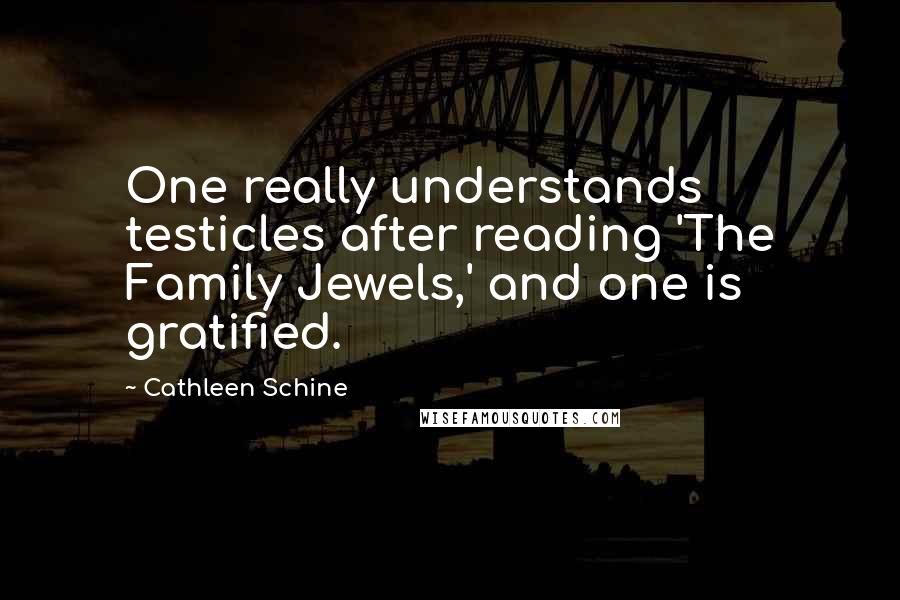 Cathleen Schine Quotes: One really understands testicles after reading 'The Family Jewels,' and one is gratified.