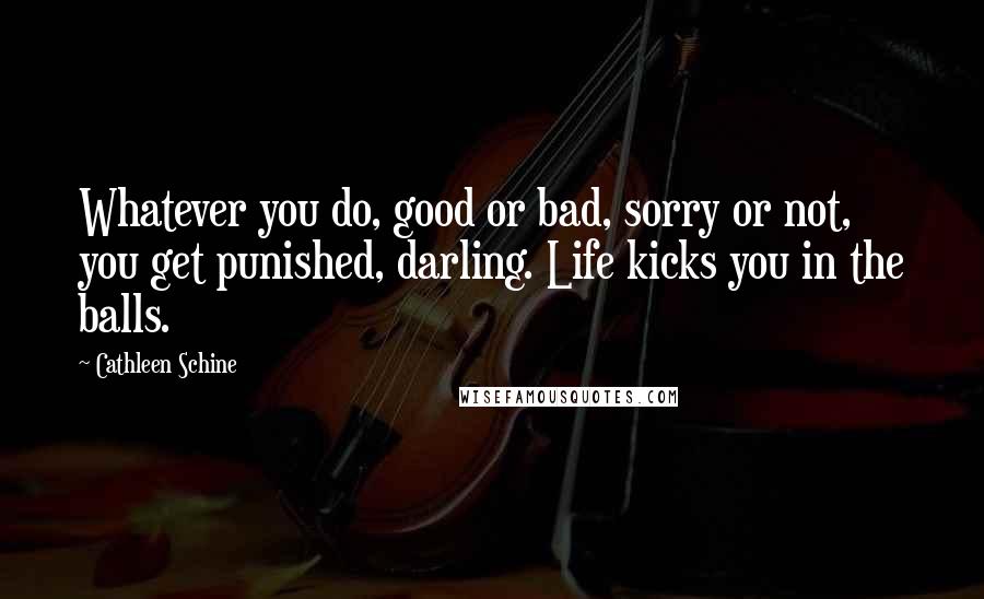 Cathleen Schine Quotes: Whatever you do, good or bad, sorry or not, you get punished, darling. Life kicks you in the balls.