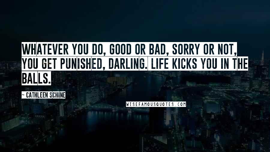 Cathleen Schine Quotes: Whatever you do, good or bad, sorry or not, you get punished, darling. Life kicks you in the balls.