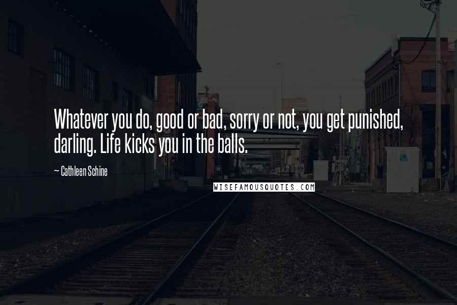 Cathleen Schine Quotes: Whatever you do, good or bad, sorry or not, you get punished, darling. Life kicks you in the balls.