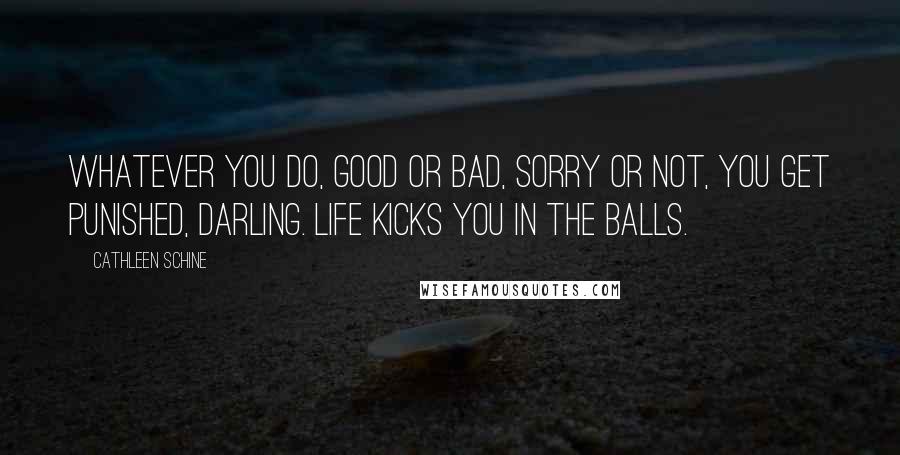 Cathleen Schine Quotes: Whatever you do, good or bad, sorry or not, you get punished, darling. Life kicks you in the balls.