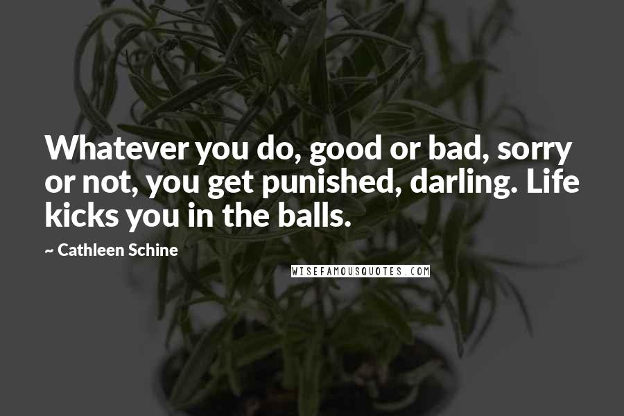 Cathleen Schine Quotes: Whatever you do, good or bad, sorry or not, you get punished, darling. Life kicks you in the balls.