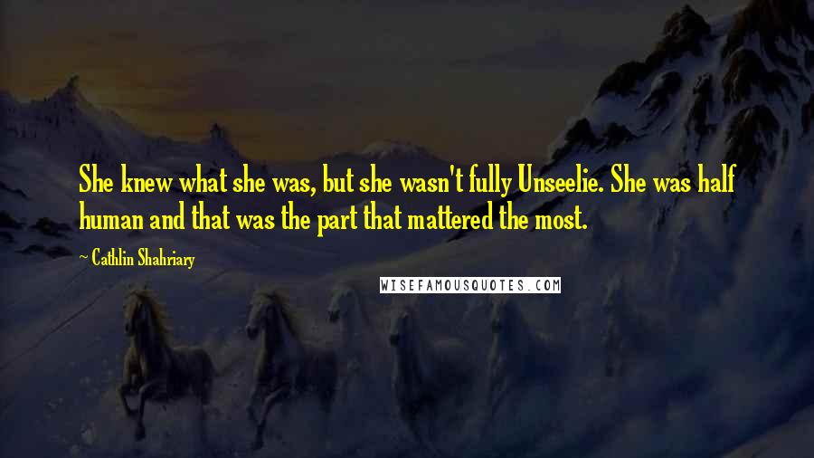 Cathlin Shahriary Quotes: She knew what she was, but she wasn't fully Unseelie. She was half human and that was the part that mattered the most.