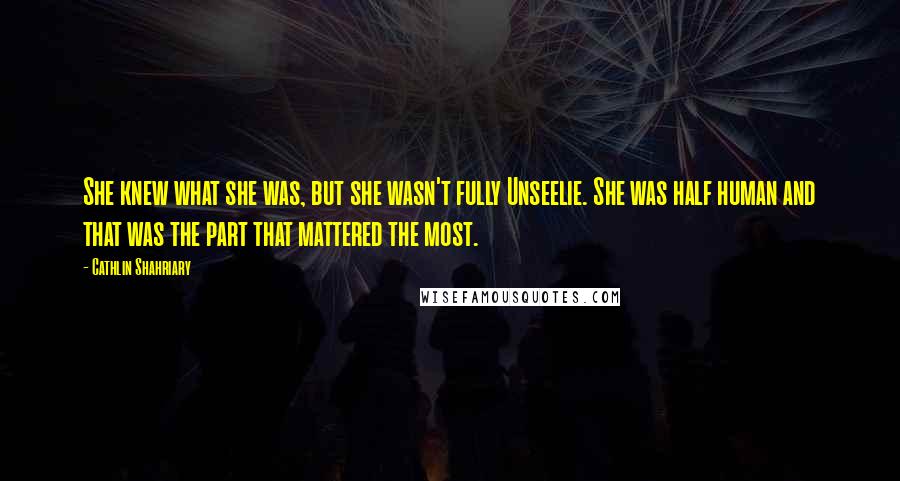 Cathlin Shahriary Quotes: She knew what she was, but she wasn't fully Unseelie. She was half human and that was the part that mattered the most.