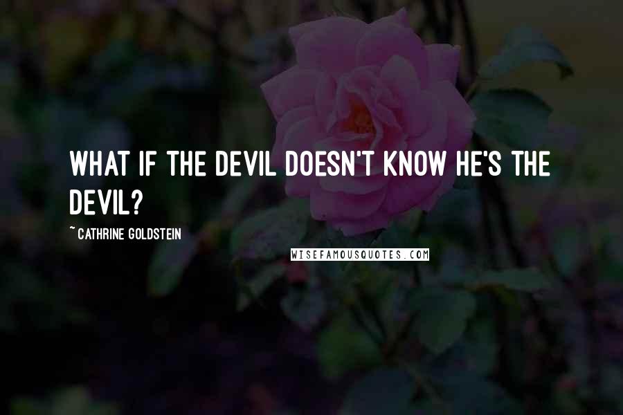 Cathrine Goldstein Quotes: What if the Devil doesn't know he's the Devil?