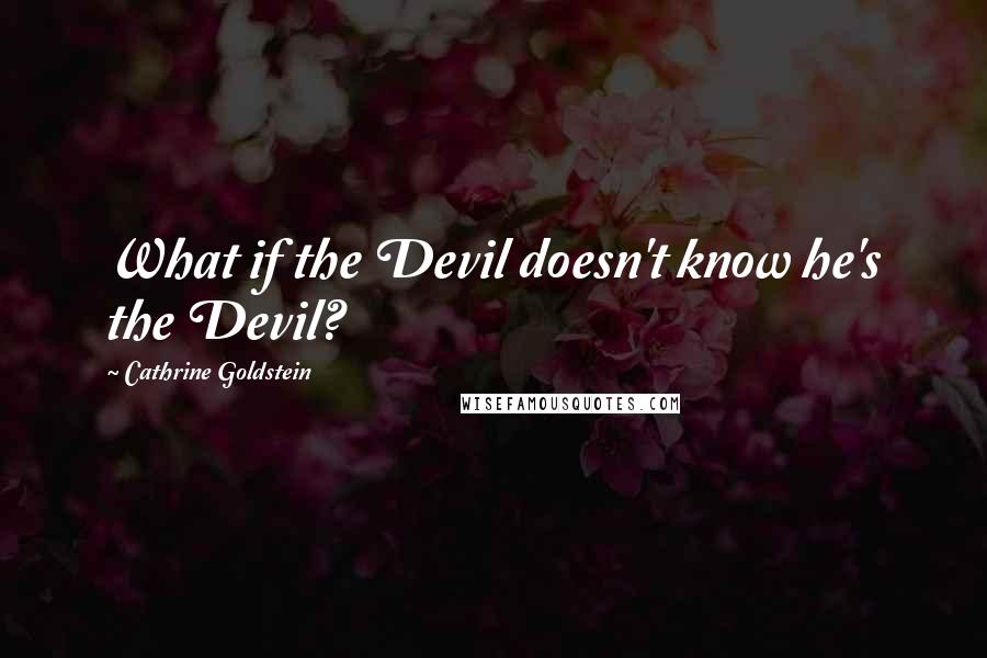 Cathrine Goldstein Quotes: What if the Devil doesn't know he's the Devil?