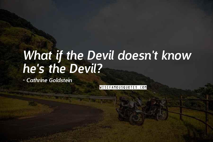 Cathrine Goldstein Quotes: What if the Devil doesn't know he's the Devil?