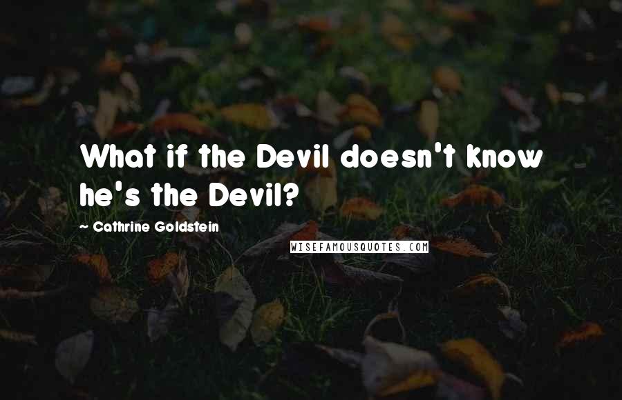 Cathrine Goldstein Quotes: What if the Devil doesn't know he's the Devil?