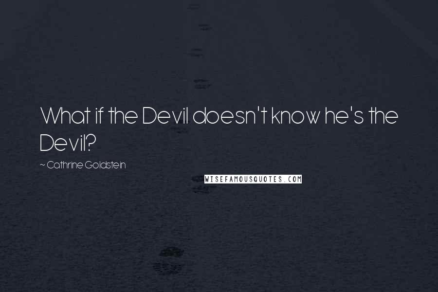 Cathrine Goldstein Quotes: What if the Devil doesn't know he's the Devil?