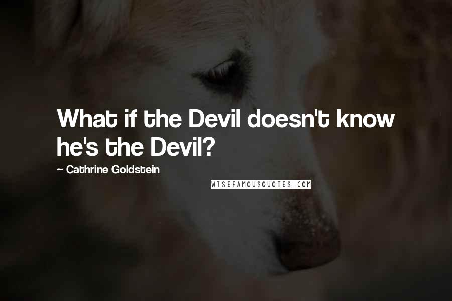 Cathrine Goldstein Quotes: What if the Devil doesn't know he's the Devil?