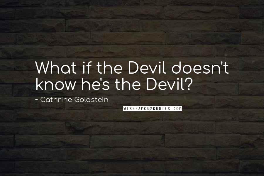 Cathrine Goldstein Quotes: What if the Devil doesn't know he's the Devil?