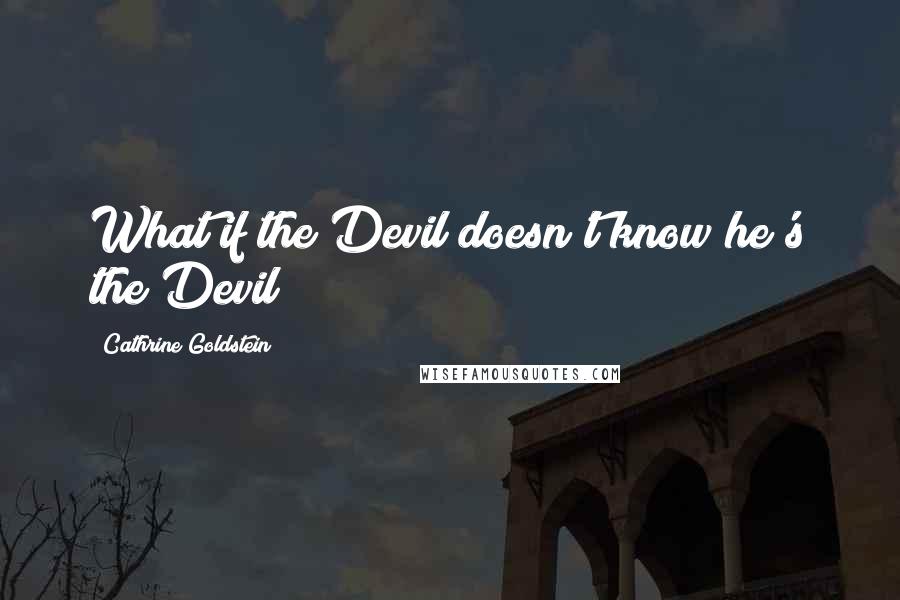 Cathrine Goldstein Quotes: What if the Devil doesn't know he's the Devil?