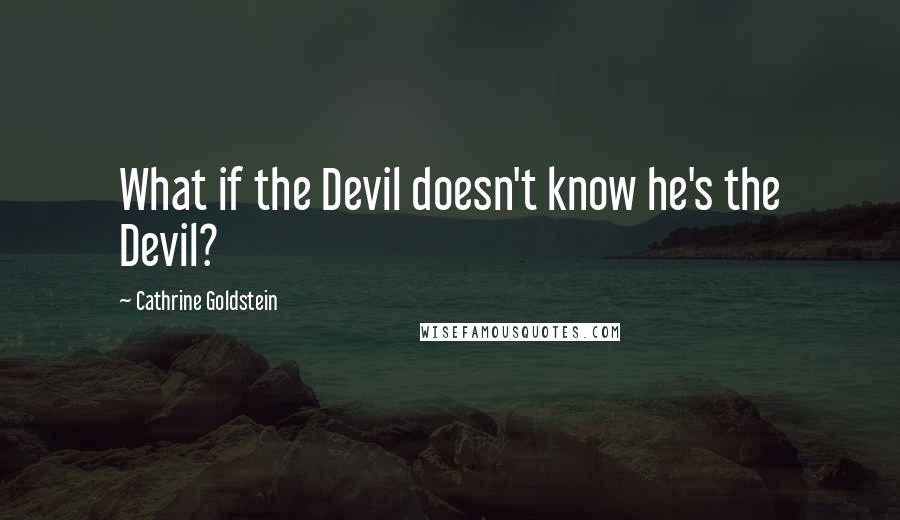 Cathrine Goldstein Quotes: What if the Devil doesn't know he's the Devil?