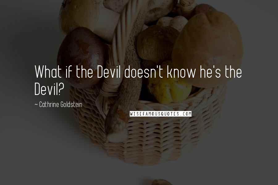 Cathrine Goldstein Quotes: What if the Devil doesn't know he's the Devil?