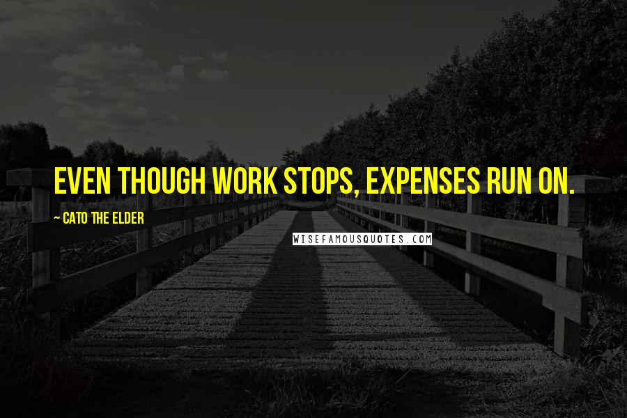 Cato The Elder Quotes: Even though work stops, expenses run on.