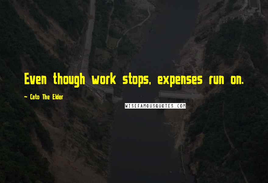 Cato The Elder Quotes: Even though work stops, expenses run on.