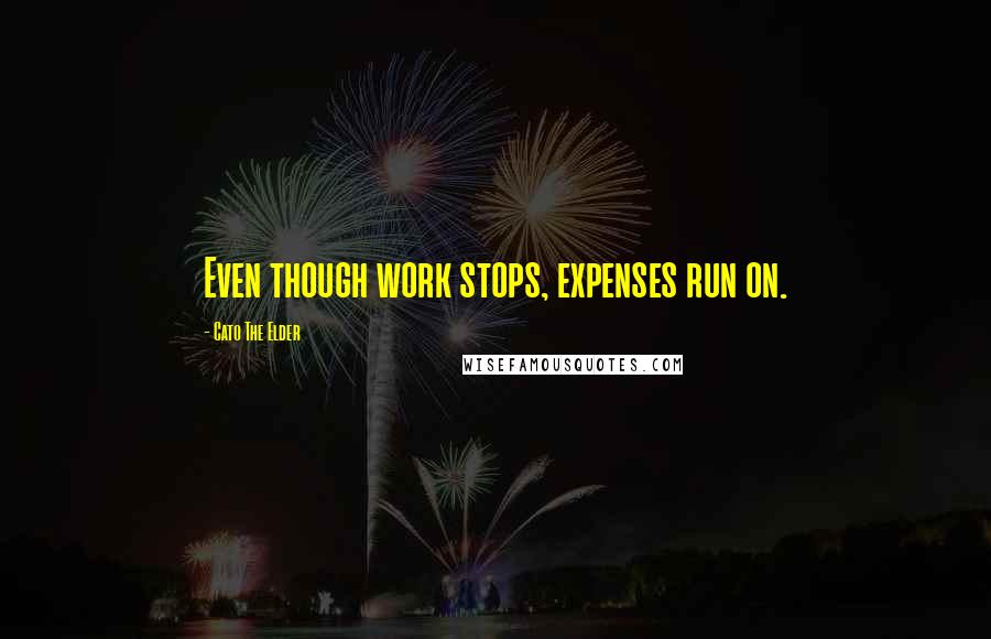 Cato The Elder Quotes: Even though work stops, expenses run on.