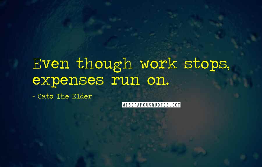 Cato The Elder Quotes: Even though work stops, expenses run on.