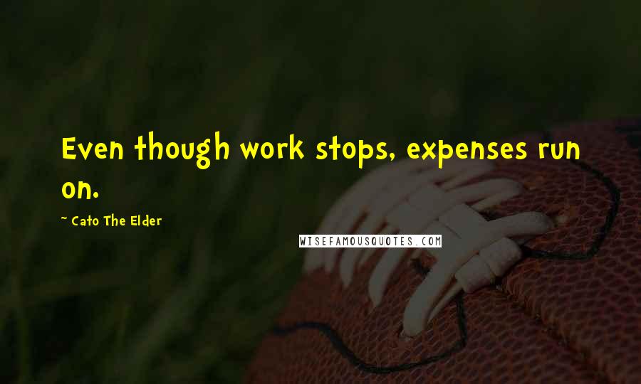 Cato The Elder Quotes: Even though work stops, expenses run on.