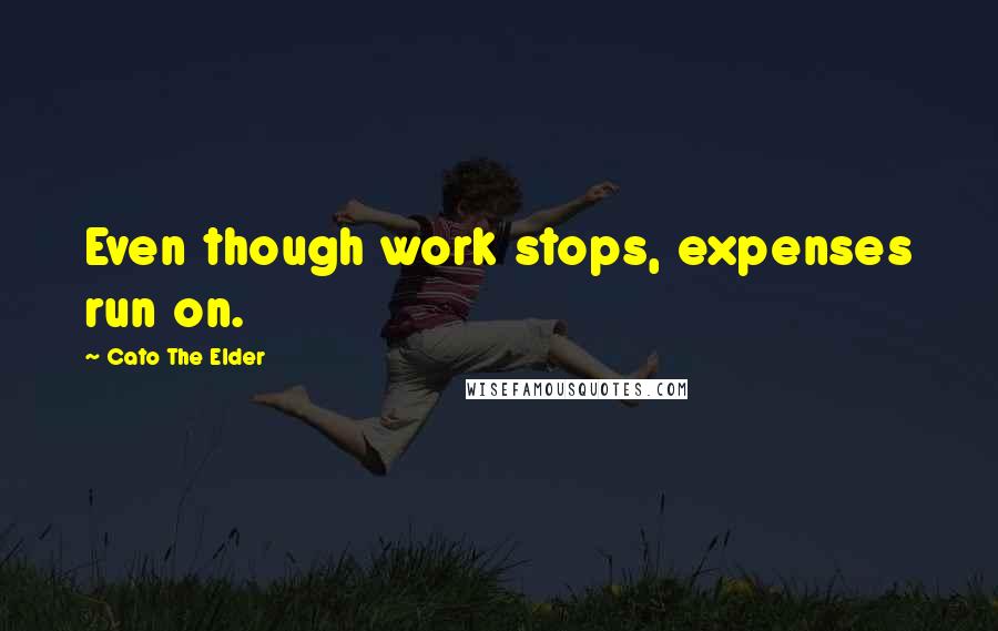 Cato The Elder Quotes: Even though work stops, expenses run on.