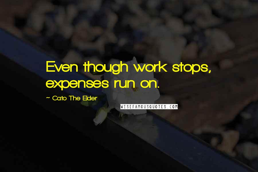 Cato The Elder Quotes: Even though work stops, expenses run on.