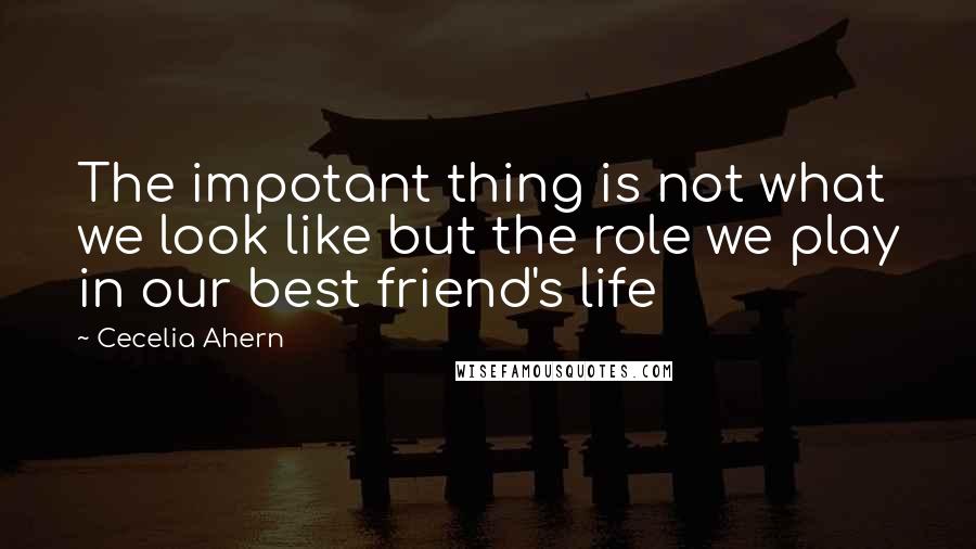 Cecelia Ahern Quotes: The impotant thing is not what we look like but the role we play in our best friend's life