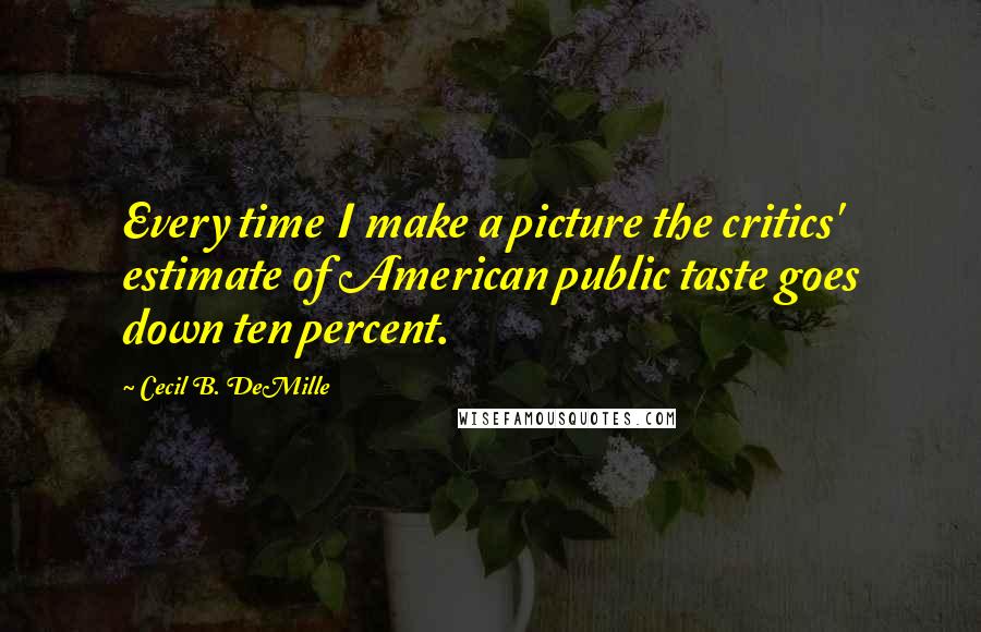 Cecil B. DeMille Quotes: Every time I make a picture the critics' estimate of American public taste goes down ten percent.