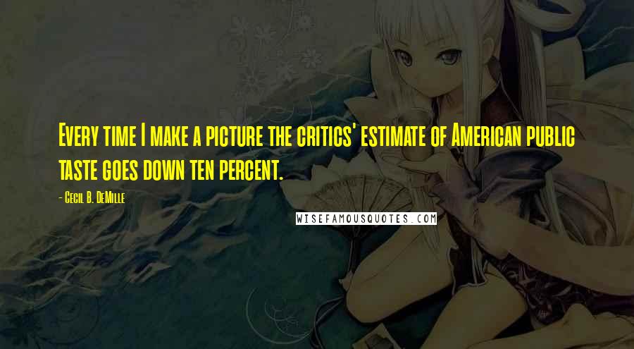 Cecil B. DeMille Quotes: Every time I make a picture the critics' estimate of American public taste goes down ten percent.