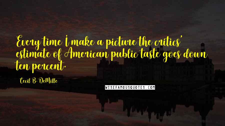 Cecil B. DeMille Quotes: Every time I make a picture the critics' estimate of American public taste goes down ten percent.