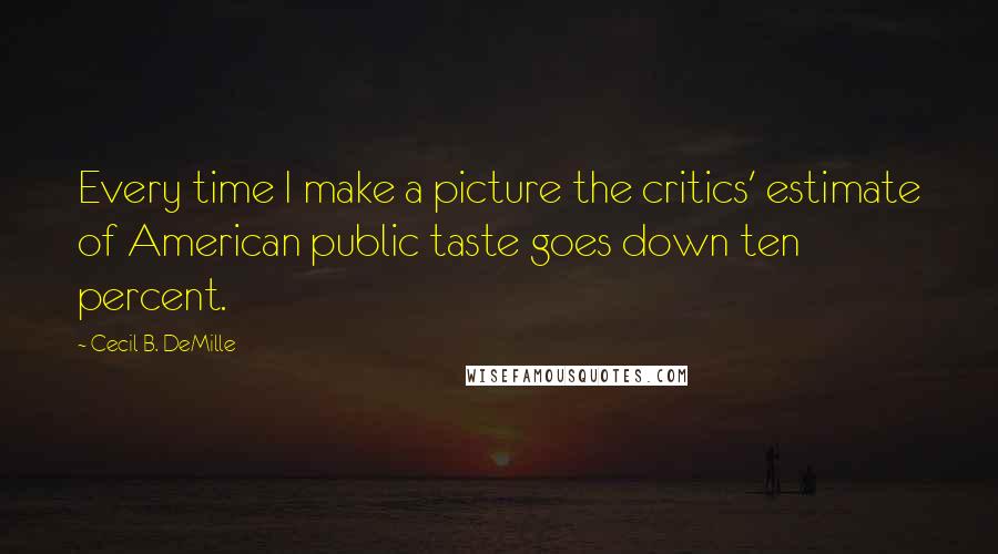 Cecil B. DeMille Quotes: Every time I make a picture the critics' estimate of American public taste goes down ten percent.