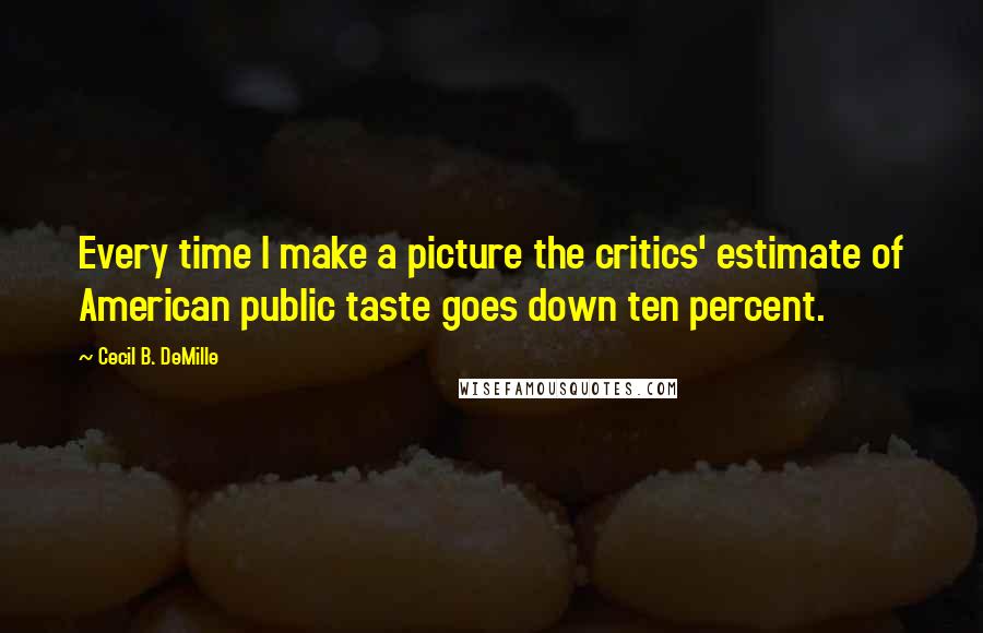 Cecil B. DeMille Quotes: Every time I make a picture the critics' estimate of American public taste goes down ten percent.