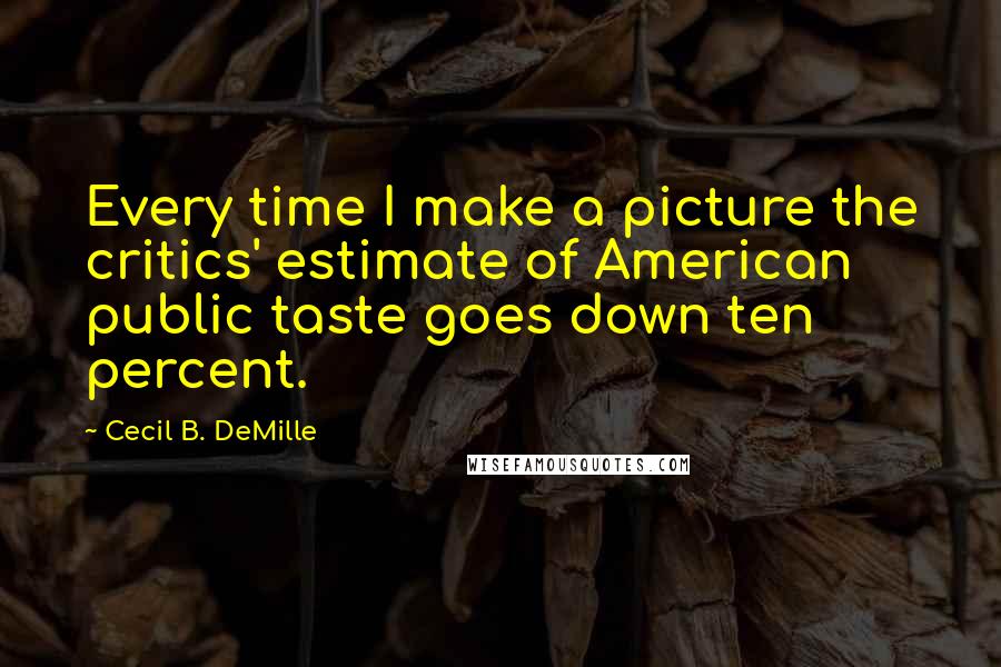 Cecil B. DeMille Quotes: Every time I make a picture the critics' estimate of American public taste goes down ten percent.