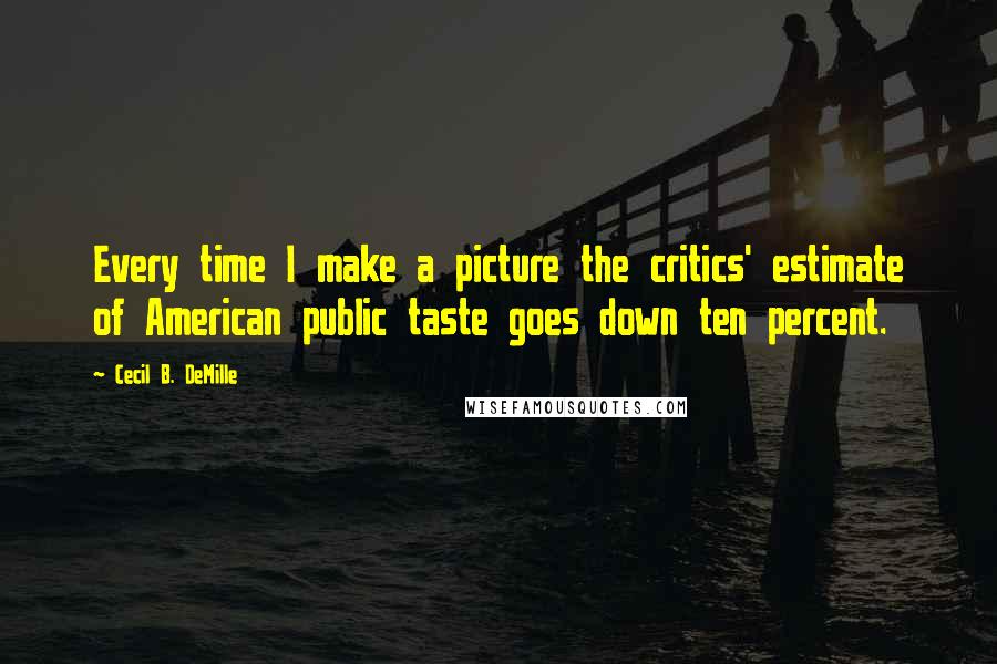 Cecil B. DeMille Quotes: Every time I make a picture the critics' estimate of American public taste goes down ten percent.